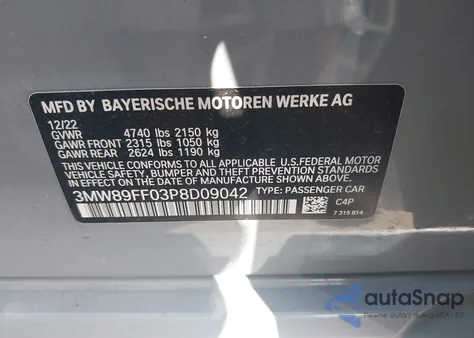 2023 BMW 330I xDrive from USA, damaged, VIN 3MW89FF03P8D09042